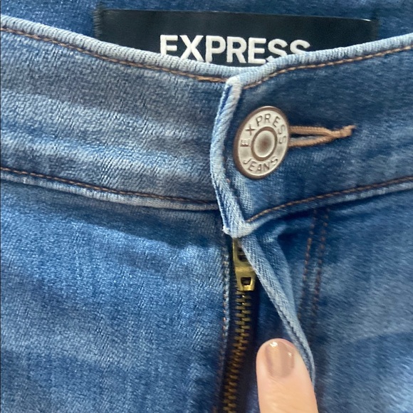 Floral Embroidered High Rise Denim Leggings Express Size 14 - Picture 9 of 14